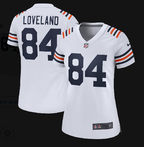 Women Chicago Bears #84 Colston Loveland Nike White Alternate Game Jersey 432->nfl hats->Sports Caps